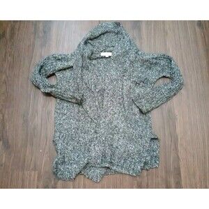 Loft Sweater Womens Size Small Open Front Cardigan Black White Cotton Blend